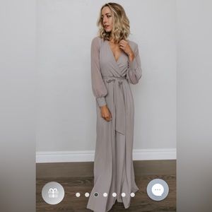 Gray long sleeve maxi dress